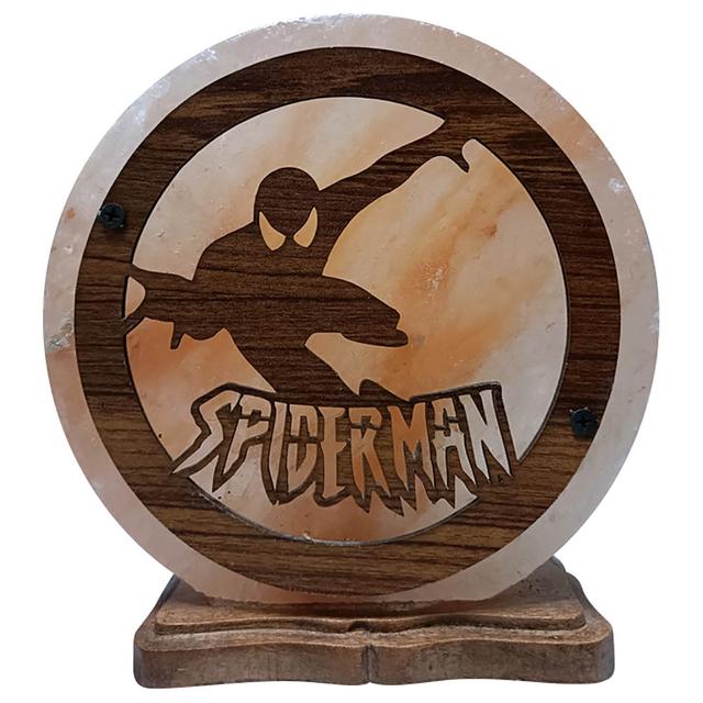 Himalayan Salt - Natural Lamp w/ Wood Base - Spider-Man