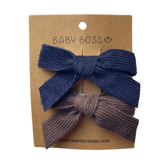 Baby Boss - Kids Hair Clip Bow Set - Blue - 2pcs