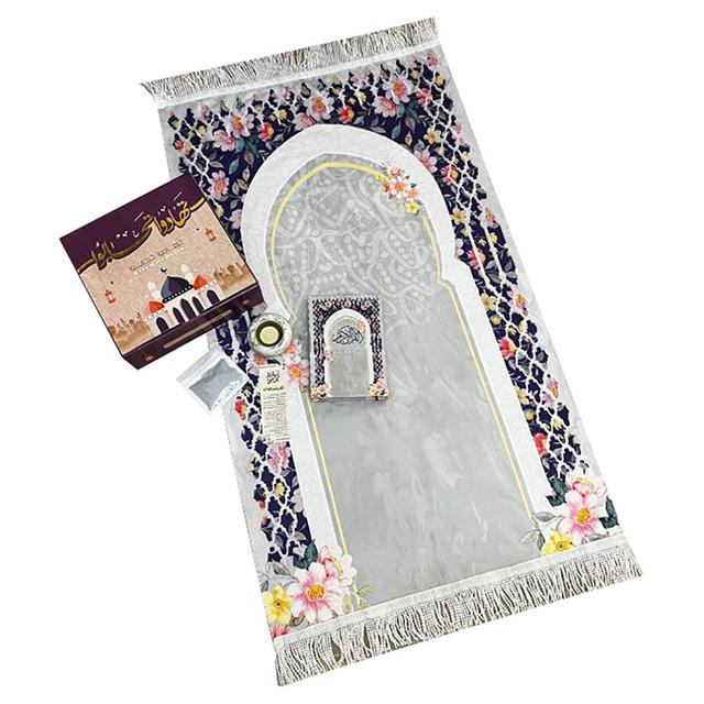 Zayoshe - Prayer Mat With Matching Quran Gift Box - Grey