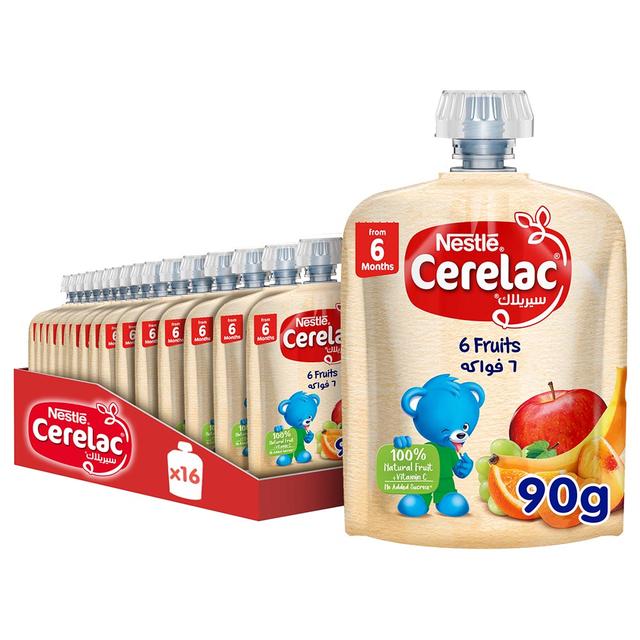 Nestle Cerelac - 6 Fruits Puree Pouch - 16pcs - 90 g