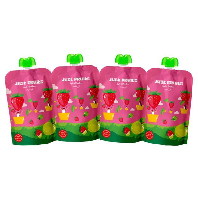 Just Fruits - Baby Puree Pouches - Apple And Strawberry - Pack of 4 - 110 gm