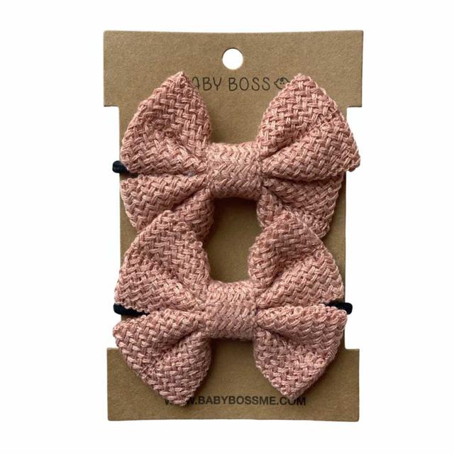 Baby Boss - Kids Hair Tie Bow - Dusty Pink - 2pcs