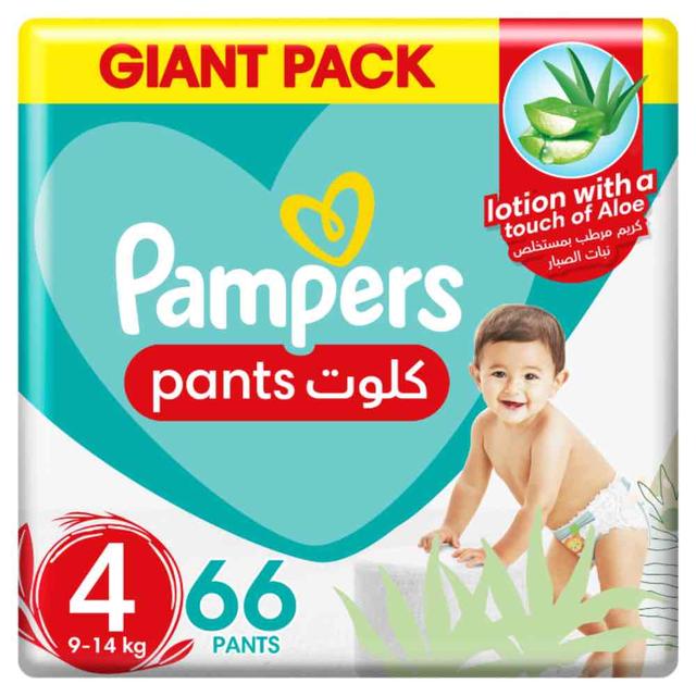 Pampers - Baby-Dry Pants Diapers with Aloe Vera Lotion, 360 Fit, Size 4, 9-14kg, Giant Pack, 66 Count