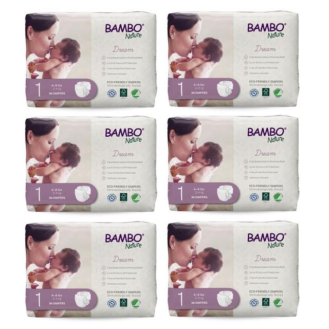 Bambo Nature Eco-Friendly Diapers Mega Pack - Size 1, 2-4Kg -216pcs