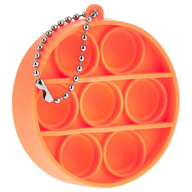 Fidget Pop - Round Shaped Fidget Popper Keychain - Orange