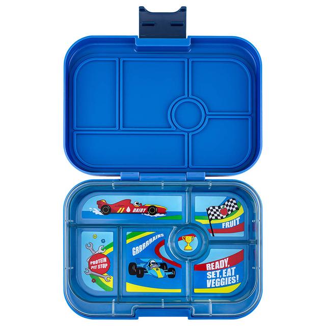 Yumbox - Race Cars 6 Compartments Lunch Box - Surf Blue