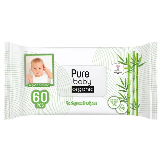 Purebaby - Alcohol & Paraben Free Wet Wipes - White - 60pcs