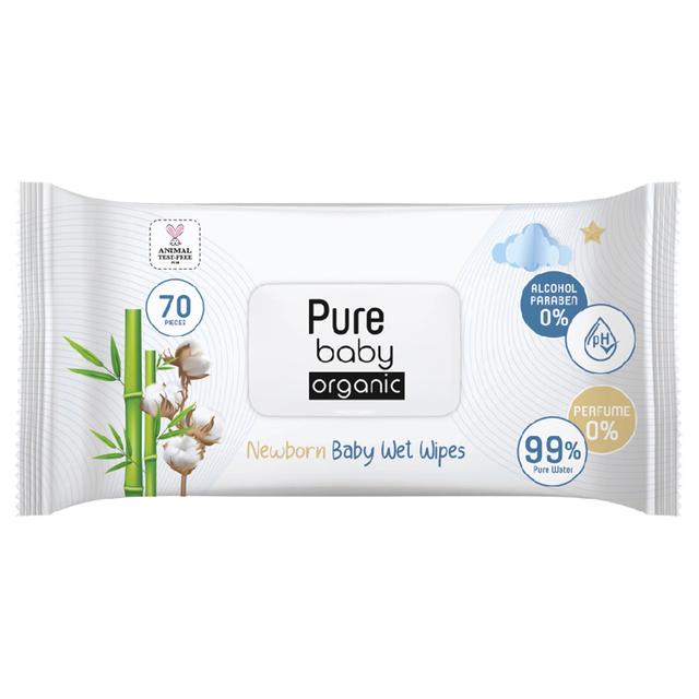 Purebaby - Alcohol & Paraben Free Wet Wipes - White - 70pcs