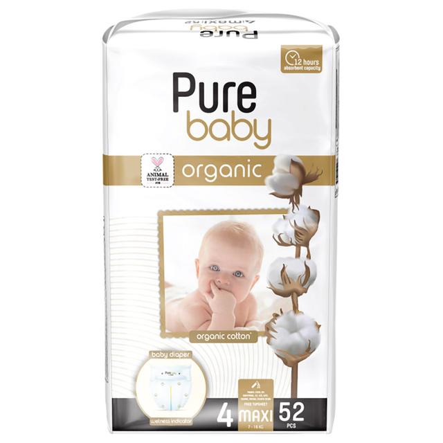 Purebaby - Organic Cotton Diapers - 7-16 Kg - Size 4 - 52pcs