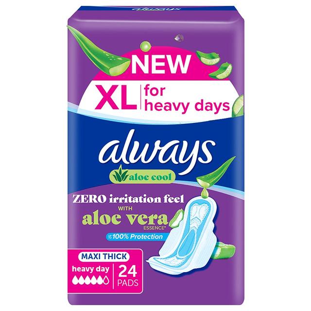 Always - Aloe Cool Disposable Maxi Thick Pads w/ Aloe Vera - XL - 24pcs