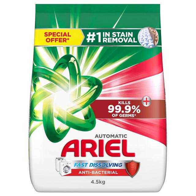 Ariel - Anti-Bacterial Laundry Detergent Powder - 4.5 Kg - Pack of 2