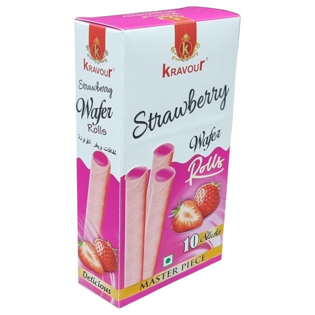 Kravour - Wafer Rolls - Strawberry - 120g