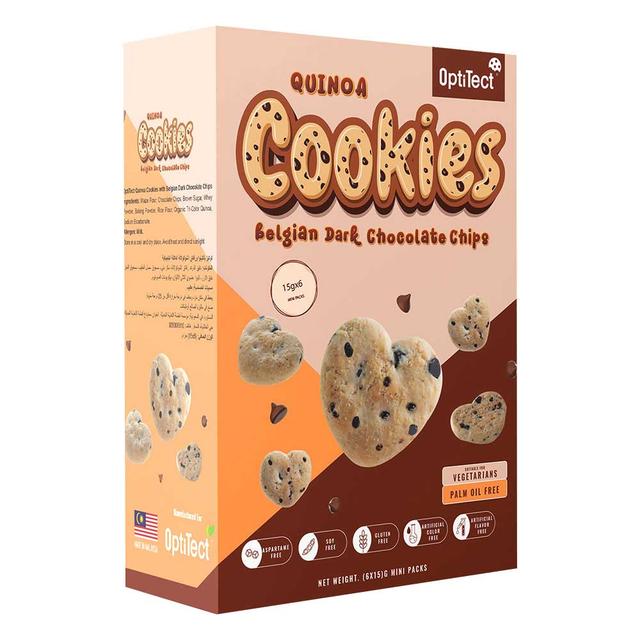 Optitect - Quinoa Cookies - Belgian Dark Chocolate Chips - 15 g - Pack of 6