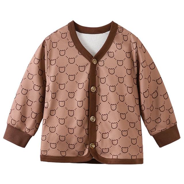 Sugar Rush - Printed V-Neck Full Sleeves Jacket - Brown