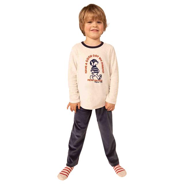 Petit Bateau - 2pc-Set - Boys Velour Pyjama Suit - Beige