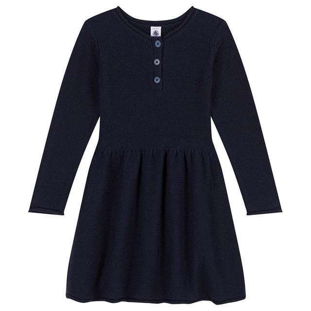 Petit Bateau - Girl's Long-Sleeves Knit Dress - Blue