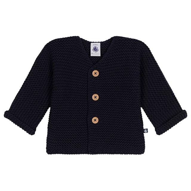 Petit Bateau - Baby's Moss Stitch Knit Cardigan - Blue