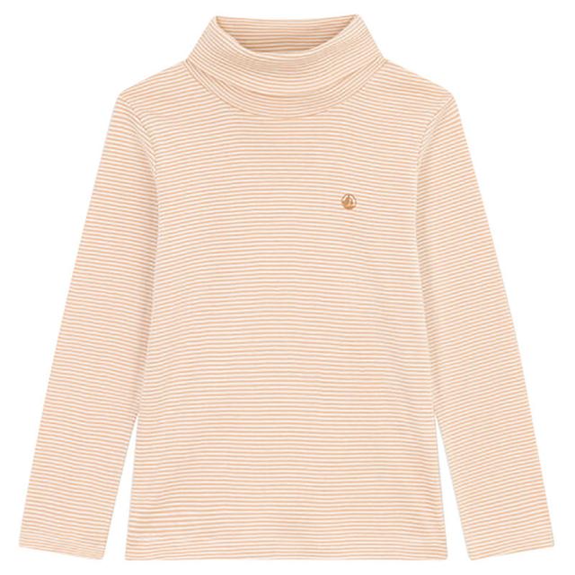 Petit Bateau - Boy's Stripy Cotton Polo Neck Shirt - White/Orange