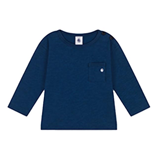 Petit Bateau - Babies Long-Sleeves Slub Jersey Shirt - Blue