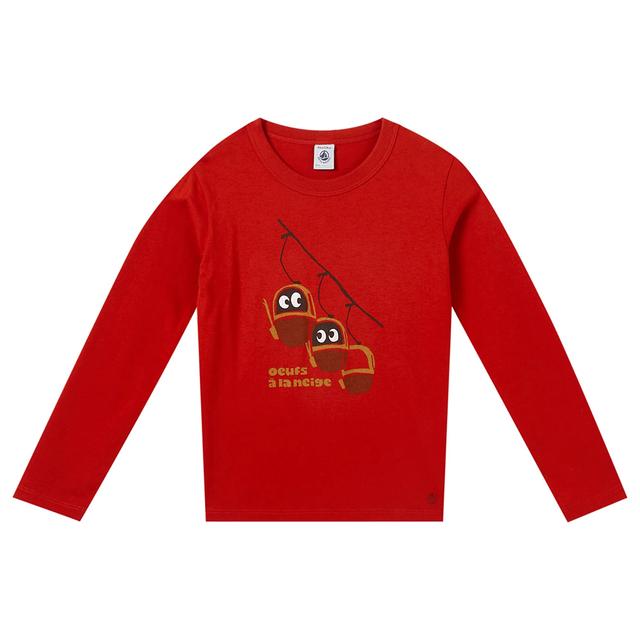 Petit Bateau - Boy's Long-Sleeves Cotton Shirt - Red