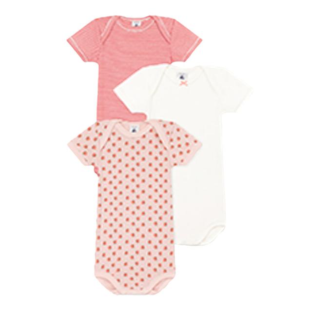 Petit Bateau - 3Pc-Set - Babies Short-Sleeves Floral Bodysuits