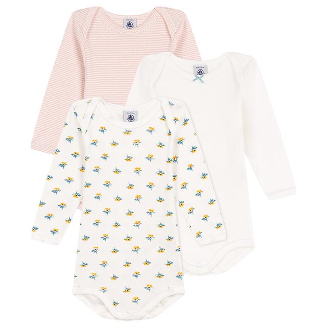 Petit Bateau - 3pc-Set - Baby's Floral Cotton Bodysuits