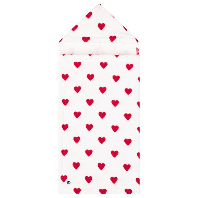 Petit Bateau - Baby's Heart Patterned Terry Bath Cape - White/Red