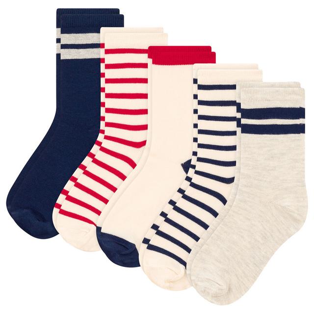 Petit Bateau - 5pc-Set - Boys Pinstriped Socks - Blue/White