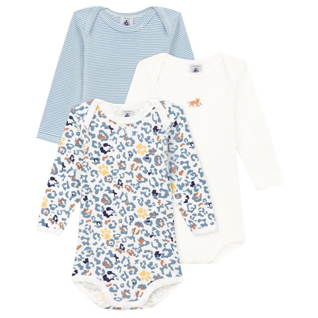 Petit Bateau - 3pc-Set - Baby's Long-Sleeves Cotton Bodysuits