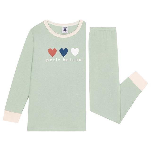 Petit Bateau - 2pc-Set - Girl's Plain Cotton Pyjama Set - Green