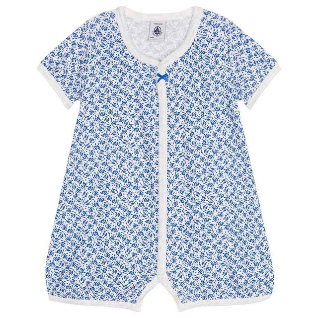 Petit Bateau - Baby's Short Cotton Playsuit - White/Blue