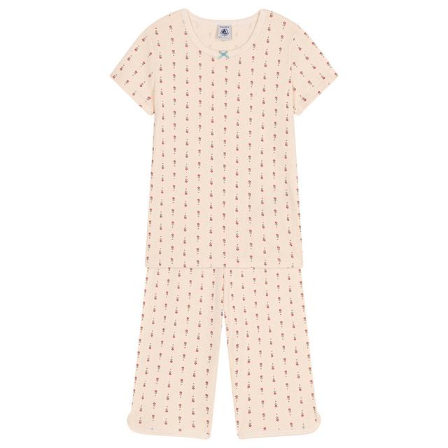 Petit Bateau - 2pc-Set - Floral Print Cotton Capri Pyjama Set - Beige