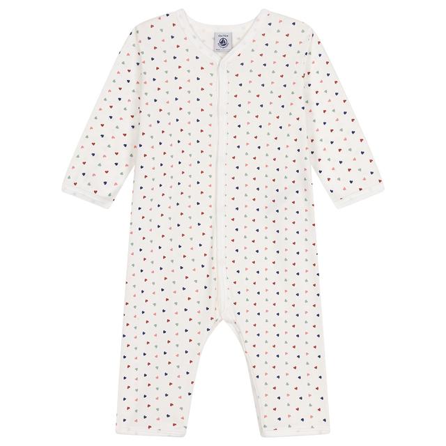 Petit Bateau - Baby's Heart Print Footless Cotton Sleepsuit - White