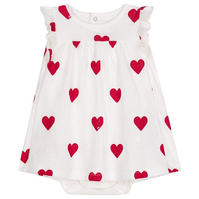 Petit Bateau - Baby's Organic Cotton Heart Print Bodysuit - White