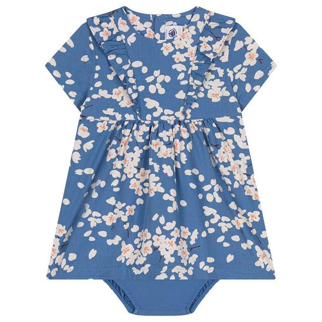 Petit Bateau - Baby Girl's Short-Sleeves Poplin Dress And Bloomer - Blue