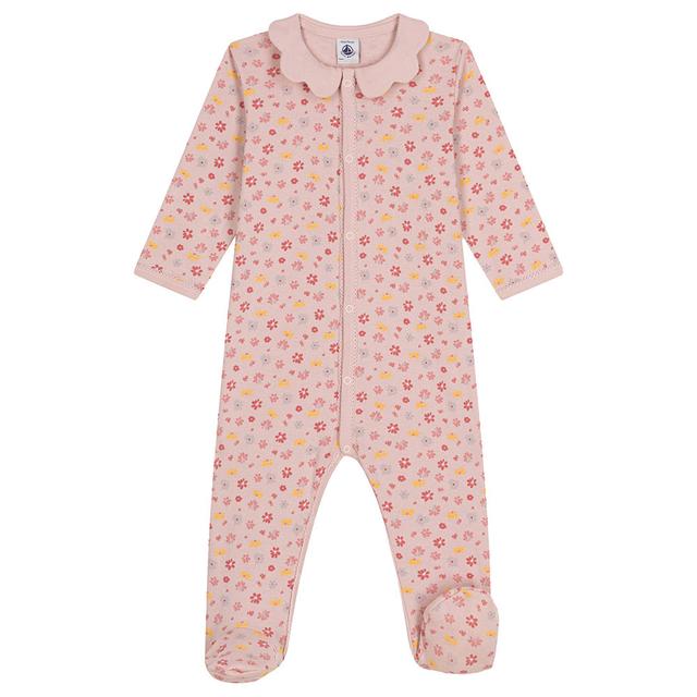 Petit Bateau - Baby's Floral Print Cotton Sleepsuit - Pink