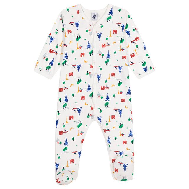 Petit Bateau - Baby's Paris Print Cotton Sleepsuit - White