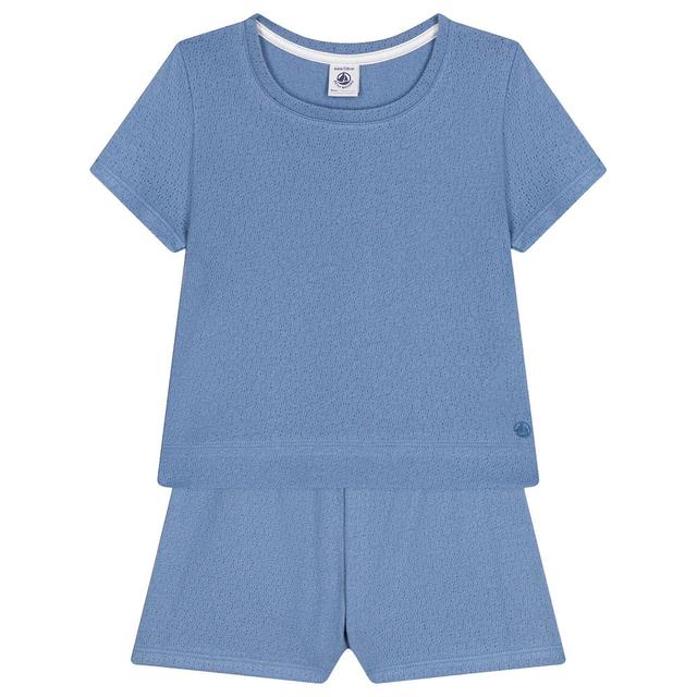 Petit Bateau - 2pc-Set - Boy's Openwork Cotton Pyjama Set - Blue