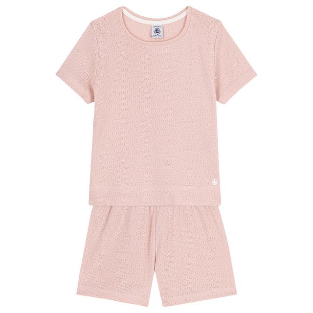 Petit Bateau - 2pc-Set - Girl's Openwork Cotton Pyjama Set - Pink