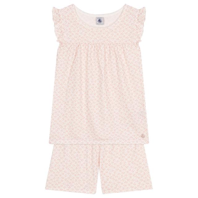 Petit Bateau - 2pc-Set - Girl's Short Floral Print Cotton Pajama Set