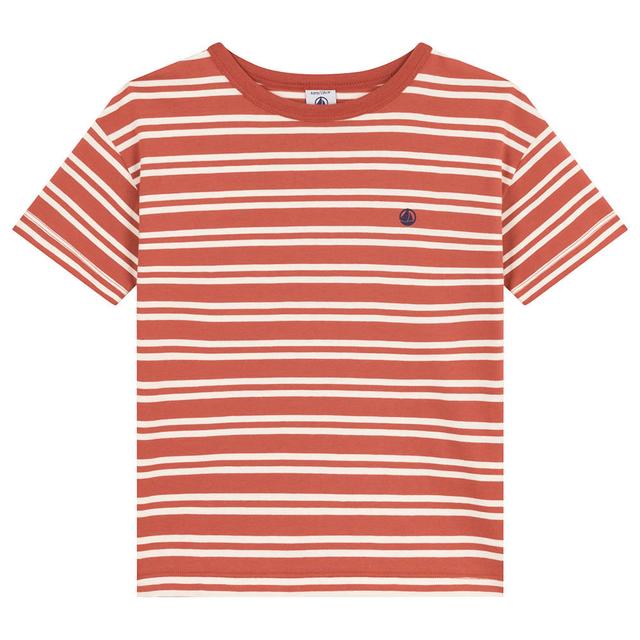 Petit Bateau - Boy's Stripy Jersey T-Shirt - Orange/White