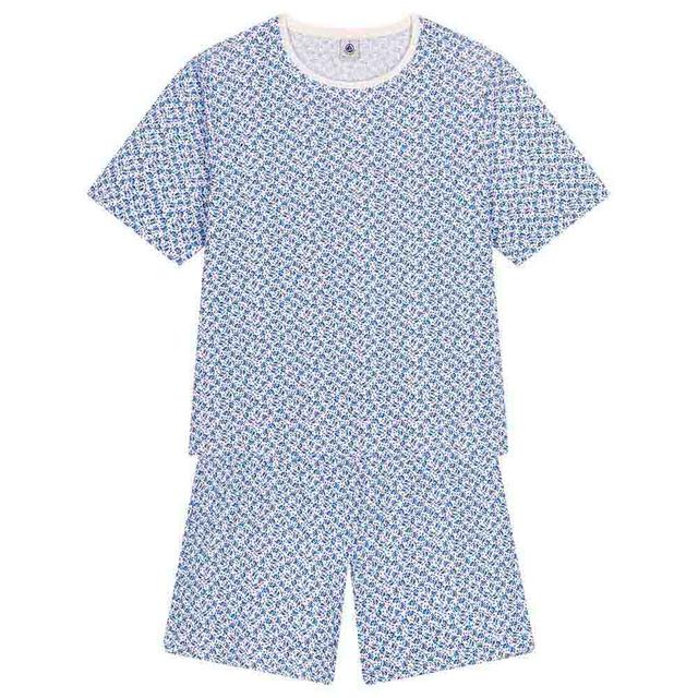 Petit Bateau - 2pc-Set - Floral Cotton Pyjama And T-Shirt - Blue/White