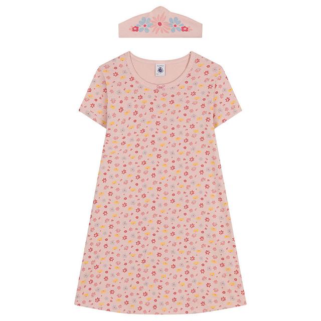 Petit Bateau - Cotton Floral Patterned Nightdress And Diadem - Pink