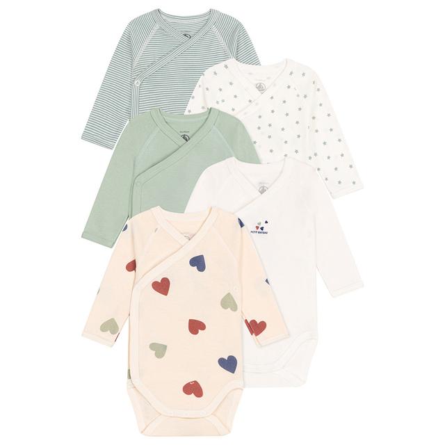 Petit Bateau - 5pc-Set - Baby's Wrapover Cotton Bodysuits