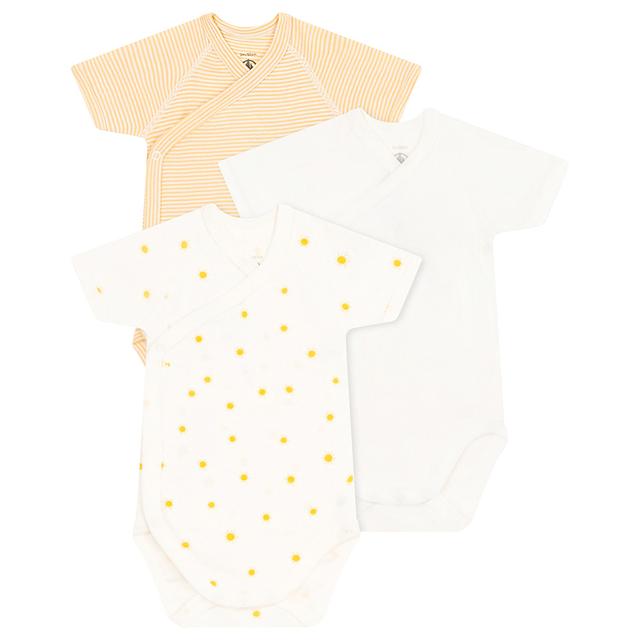 Petit Bateau - 3pc-Set - Babies' Wrapover Short-Sleeved Bodysuits