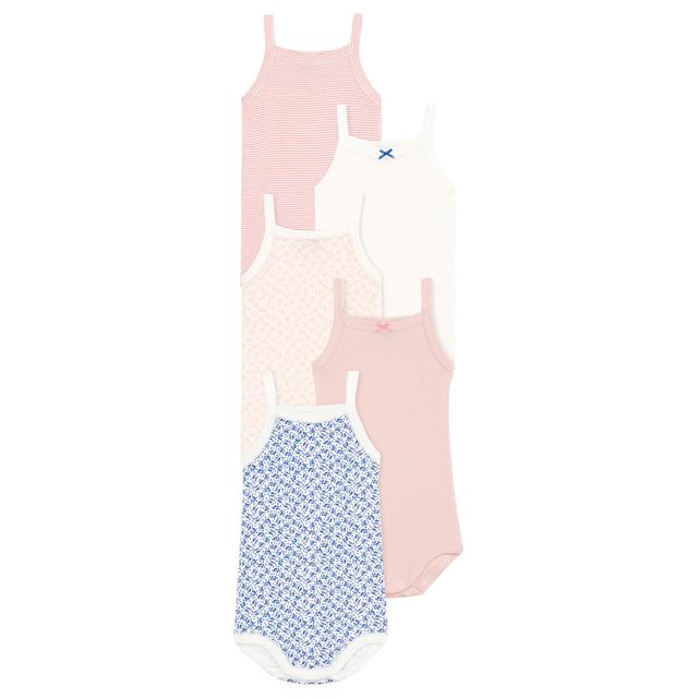 Petit Bateau - 5pc-Set - Baby's Floral Cotton Bodysuits With Straps