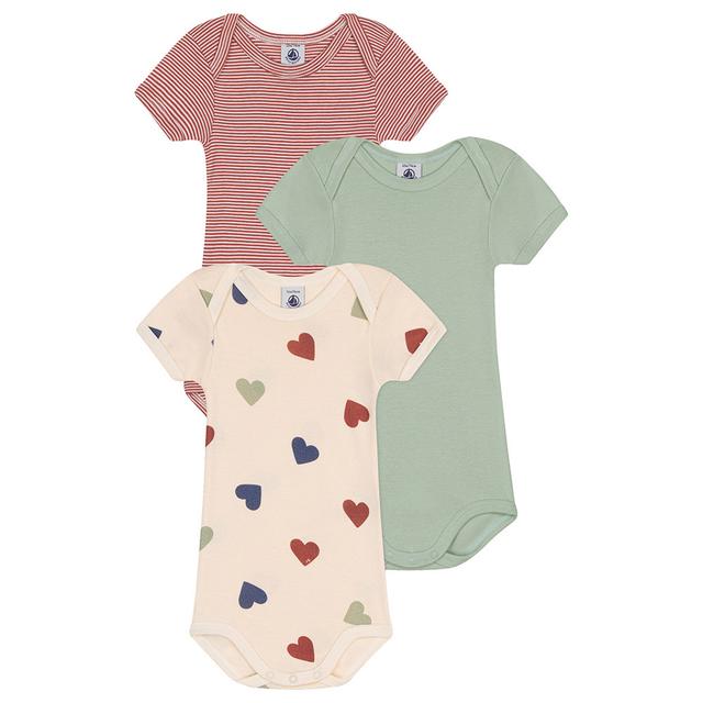 Petit Bateau - 3pc-Set - Baby's Tri-Heart Short-Sleeves Bodysuits