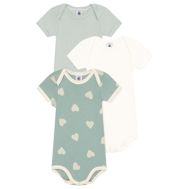 Petit Bateau - 3pc-Set - Baby's Short-Sleeves Cotton Bodysuits - Green