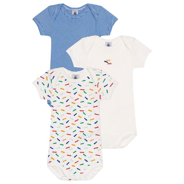 Petit Bateau - 3pc-Set - Short Sleeves Cotton Skate Print Bodysuits