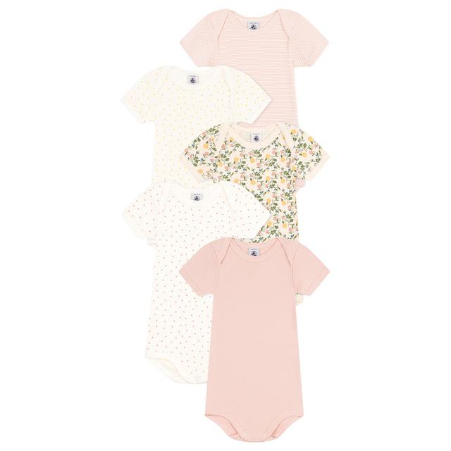 Petit Bateau - 5pc-Set - Baby's Short-Sleeves Floral Bodysuits